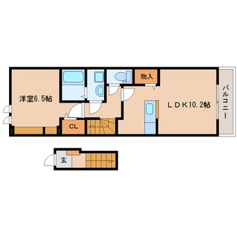 間取図 東海道本線/静岡駅 バス23分御新田下車:停歩10分 2階 築8年