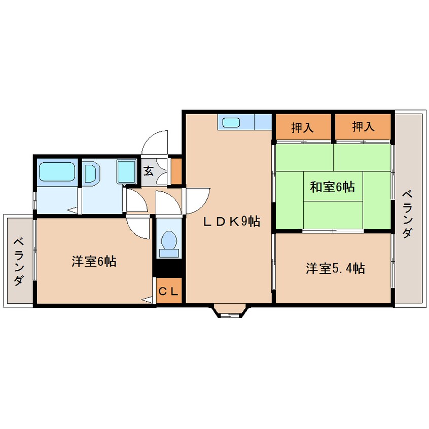 間取図 東海道本線/安倍川駅 徒歩2分 3階 築26年