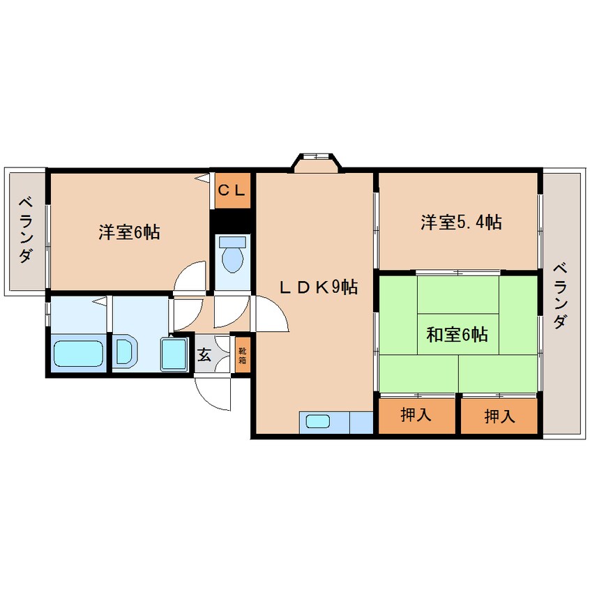 間取図 東海道本線/安倍川駅 徒歩2分 1階 築26年