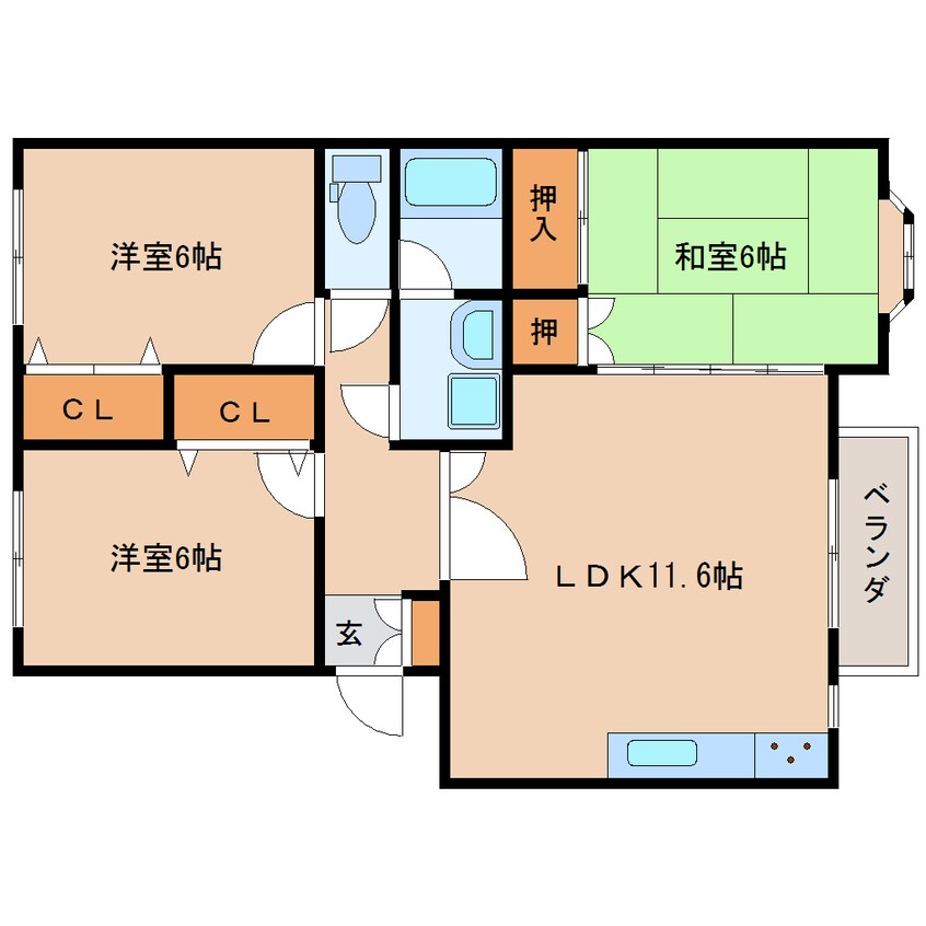 間取図 東海道本線/静岡駅 バス22分平ヶ谷下車:停歩3分 1階 築29年