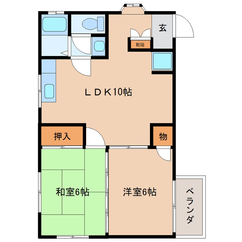 間取図 東海道本線/安倍川駅 徒歩8分 2階 築36年