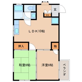 間取図 東海道本線/安倍川駅 徒歩8分 2階 築36年