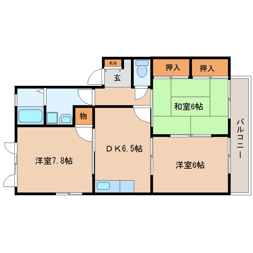 間取図 東海道本線/安倍川駅 徒歩8分 2階 築29年