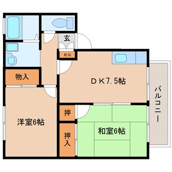 間取図 静岡鉄道静岡清水線/長沼駅 徒歩6分 1階 築34年