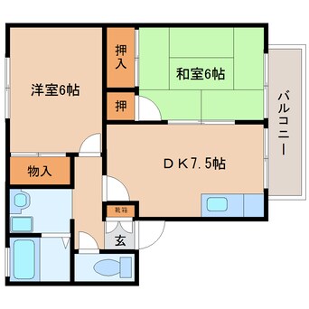 間取図 静岡鉄道静岡清水線/長沼駅 徒歩6分 1階 築34年