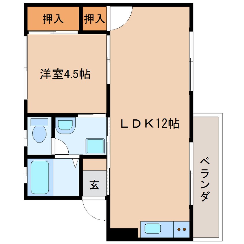 間取図 東海道本線/静岡駅 バス22分千代田7丁目東部体育館入口下車:停歩4分 2階 築50年