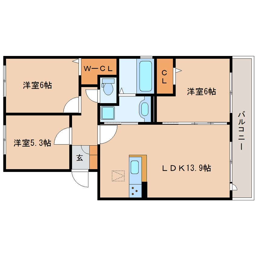 間取図 東海道本線/静岡駅 バス21分安東2丁目下車:停歩3分 1階 築6年