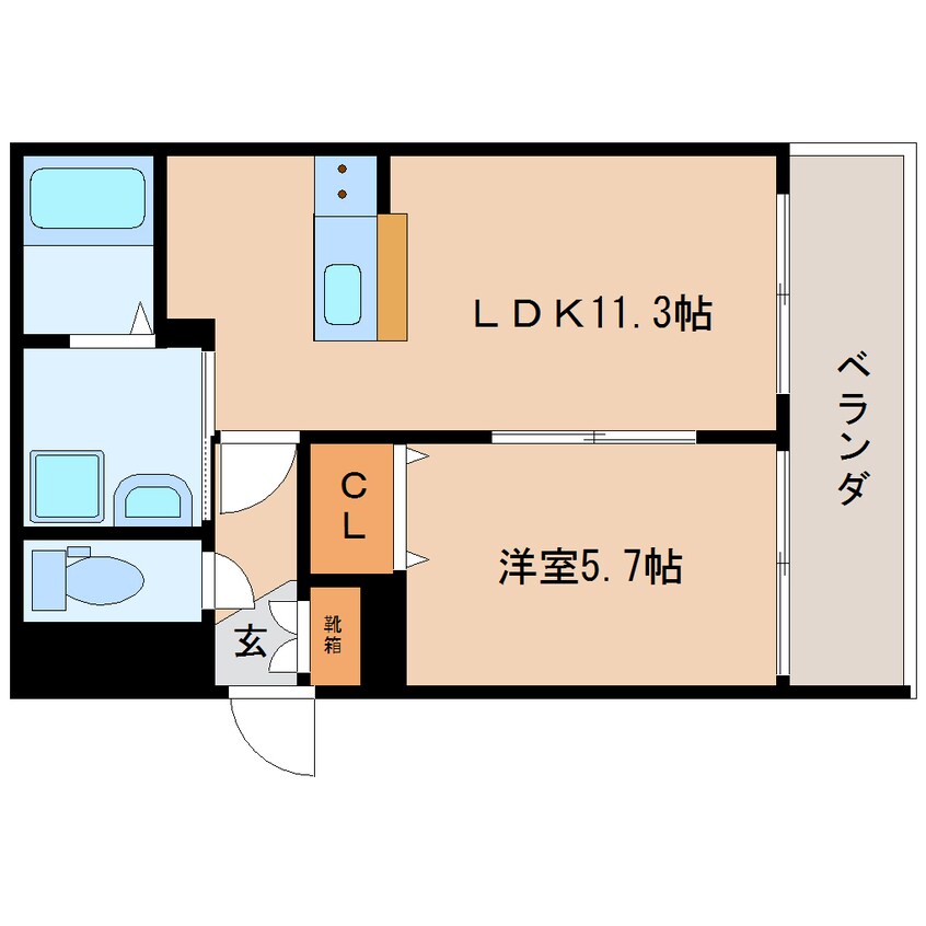 間取図 東海道本線/静岡駅 徒歩19分 1階 築7年