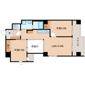 間取図 静岡鉄道静岡清水線/長沼駅 徒歩6分 3階 築14年