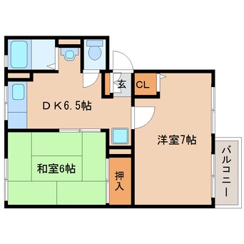 間取図 東海道本線/安倍川駅 徒歩3分 2階 築36年