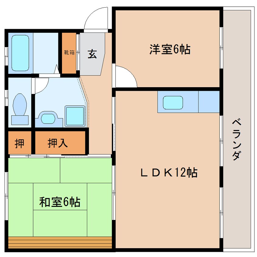 間取図 東海道本線/安倍川駅 徒歩8分 1階 築37年