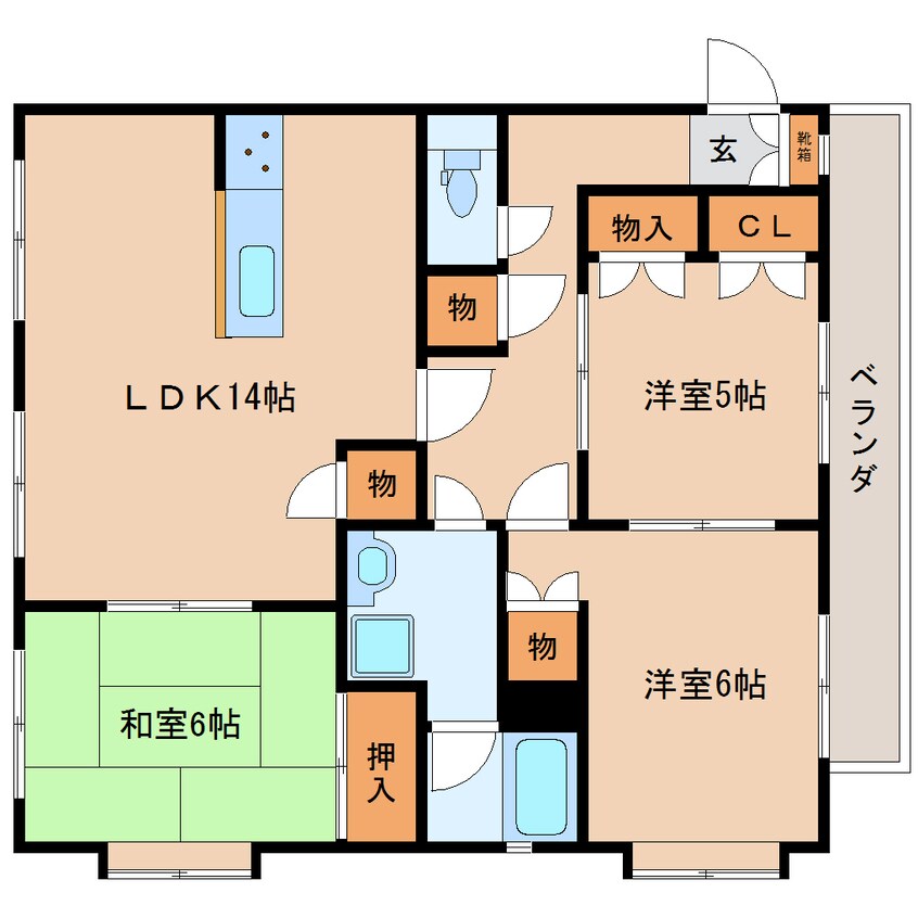 間取図 東海道本線/静岡駅 バス23分中電社宅前下車:停歩3分 2階 築24年