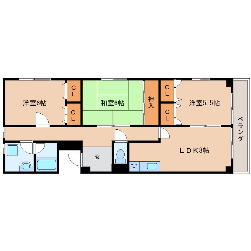 間取図 東海道本線/安倍川駅 徒歩18分 2階 築30年