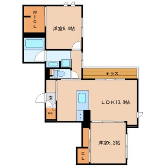 間取図 東海道本線/静岡駅 徒歩11分 1階 築4年