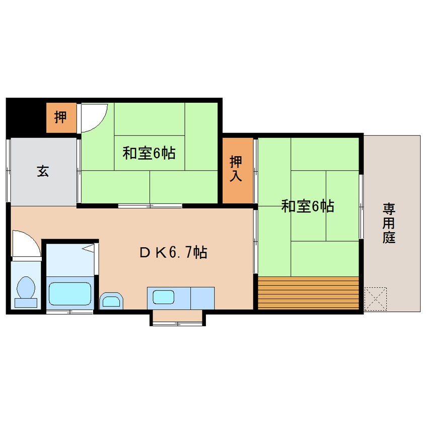 間取図 東海道本線/静岡駅 バス19分千代田小学校前下車:停歩2分 1階 築42年