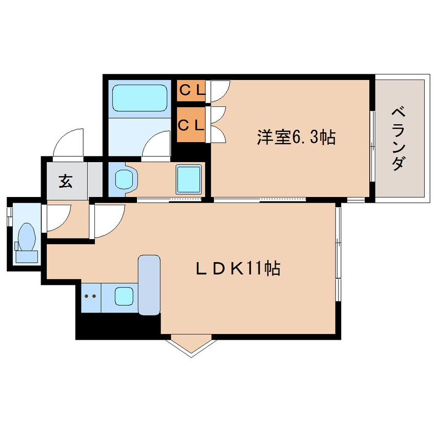 間取図 東海道本線/静岡駅 徒歩10分 3階 築18年