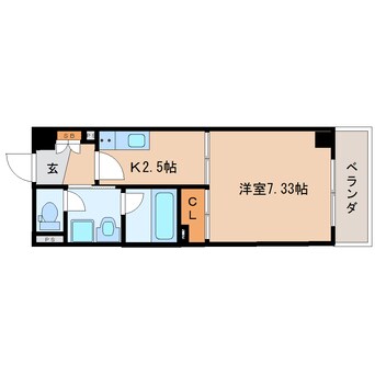 間取図 東海道本線/静岡駅 徒歩12分 7階 築17年