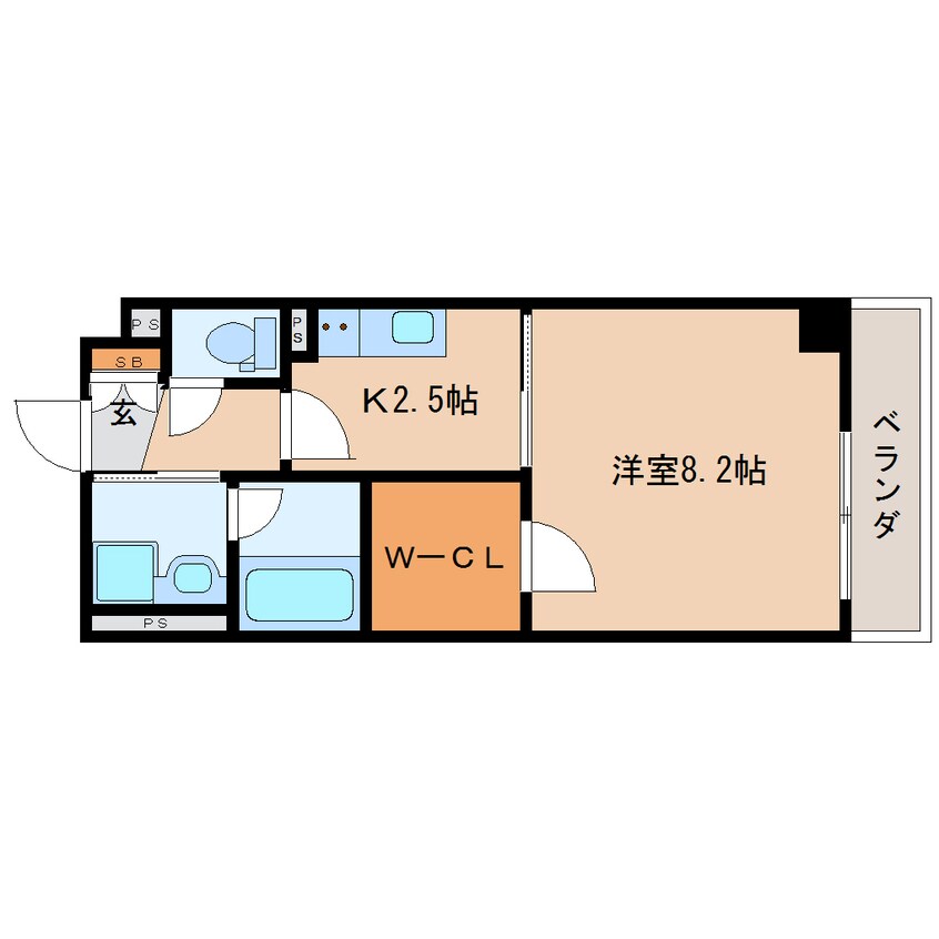 間取図 東海道本線/静岡駅 徒歩12分 8階 築16年