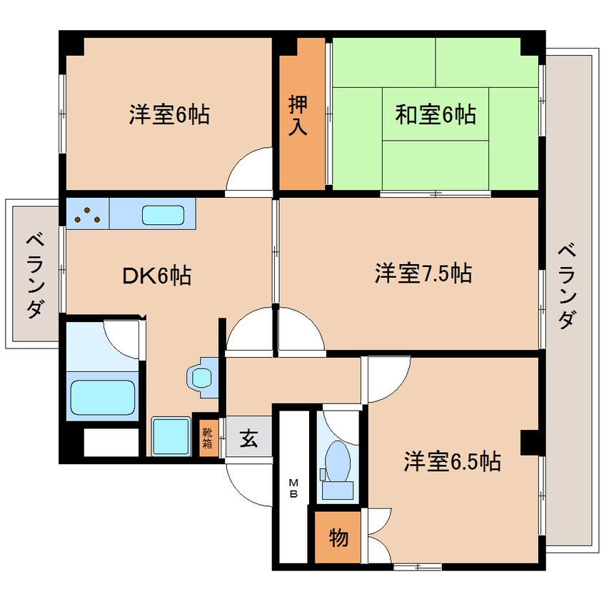 間取図 東海道本線/静岡駅 バス15分長谷通り下車:停歩2分 3階 築39年