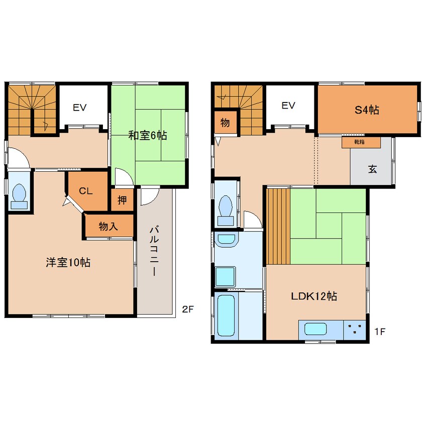 間取図 東海道本線/用宗駅 徒歩10分 1-2階 築19年