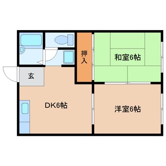 間取図 東海道本線/安倍川駅 徒歩16分 2階 築37年