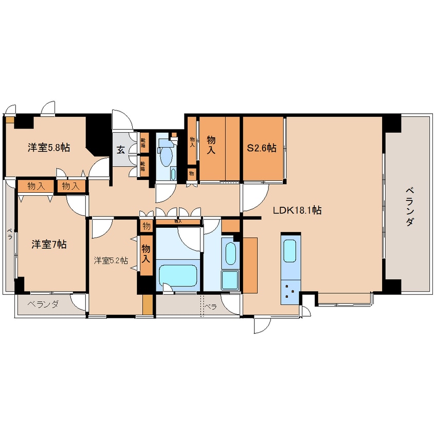 間取図 静岡鉄道静岡清水線/日吉町駅 徒歩8分 3階 築24年