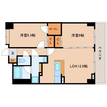 間取図 東海道本線/静岡駅 徒歩15分 3階 築12年