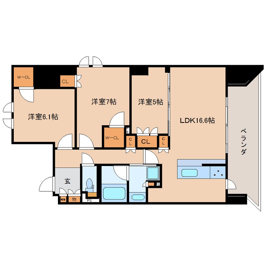 間取図 東海道本線/静岡駅 徒歩9分 12階 1年未満