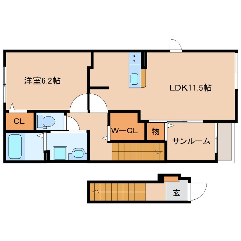 間取図 静岡鉄道静岡清水線/長沼駅 徒歩13分 2階 1年未満