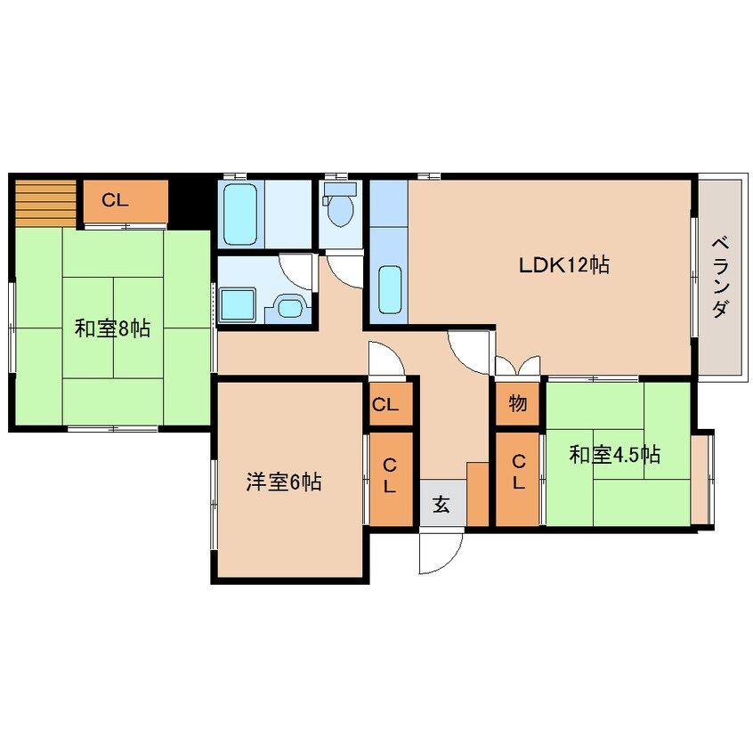 間取図 東海道本線/安倍川駅 徒歩19分 2階 築35年