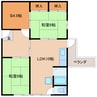 東海道本線/静岡駅 バス:31分:停歩1分 2階 築36年 2LDK+Sの間取り