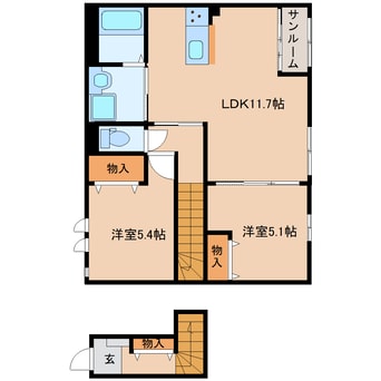 間取図 東海道本線/静岡駅 バス17分籠上下車:停歩3分 2階 築3年