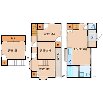 間取図 東海道本線/静岡駅 バス31分新丸子下車:停歩6分 1-2階 築29年