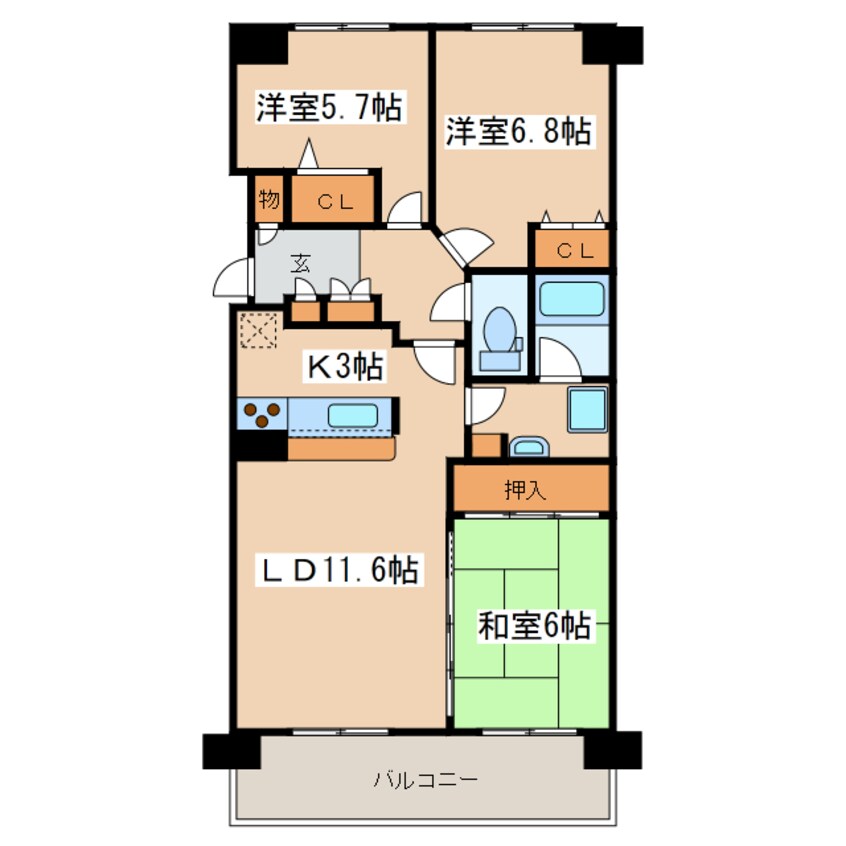 間取図 ソピア鶴ヶ岱