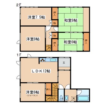 間取図 南大通8-1-13貸家