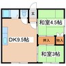 平元ハイツ 2DKの間取り