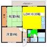フラワーハイツ（愛国東） 2LDKの間取り
