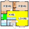 メイプルタウンルベル 2LDKの間取り