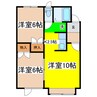 グレイヒルズＣ 2LDKの間取り