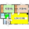 拓穂ハイツ（若葉４－４５） 2LDKの間取り