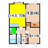 ホワイトパレス 2DKの間取り