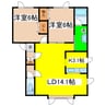 ドミールエステル 2LDKの間取り