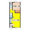 パークサイド愛国 1DKの間取り