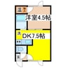 ラフィーヌ文苑 1DKの間取り