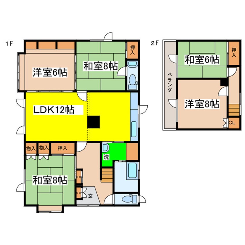 間取図 美原３－３４ー５貸家