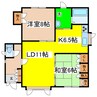 文苑４－５４－７テラスハウス 2LDKの間取り