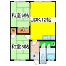 松原ハイツ 2LDKの間取り