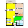 アビタパークサイド昭和中央 1LDKの間取り
