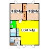 桑興ハイツＤ 2LDKの間取り