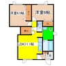 サンクレインⅠ 2LDKの間取り
